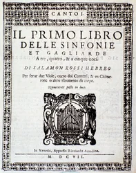 Frontispice de Primo libro di sinfonie e gagliarde par Salomone Rossi