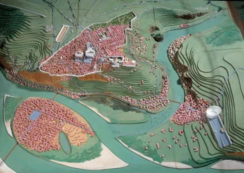 Civilisation gallo-romaine : modèle de la ville de Lyon entre 50 av. J.-C. et 100 apr. J.-C.