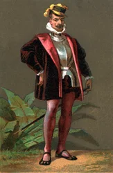 Hernando (Hernan) Cortes (Cortez) (1485-1547) conquérant espagnol du Mexique. Chromolithographie Collection privée