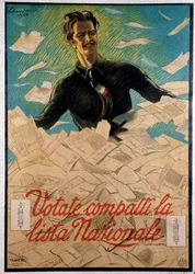 Affiche de propagande italienne exhortant le peuple italien à choisir la liste nationale de Benito Mussolini