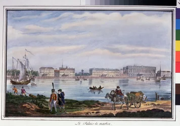 Le palais de marbre et le quai de la Neva à Saint-Pétersbourg