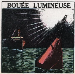 Signaux lumineux : bouée lumineuse. Illustration anonyme de 1925. Collection privée.