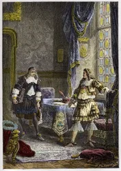Louis XIV congédie Nicolas Fouquet - gravure de "L