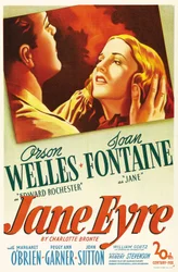 Affiche du film « Jane Eyre » écrit par Charlotte Brontë et réalisé par Robert Stevenson en 1944 avec les acteurs Orson Welles dans le rôle d