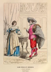 Noble et noble dame en costumes du 18ème siècle - Collection privée
