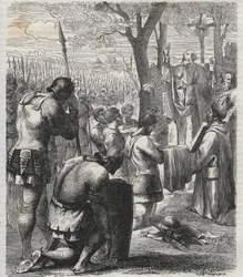 Otto I, empereur du Saint-Empire romain germanique reçoit la communion avant la bataille de Lechfeld (955) - L