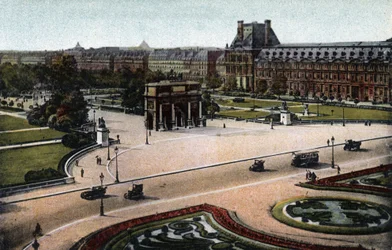Paris : panorama des Tuileries (jardin et palais) et de l