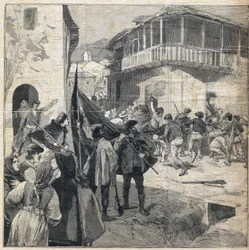 Insurrection des paysans en Sicile. Gravure dans « Le Petit Parisien » le 31/12/1893