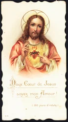Image pieuse : « Doux cœur de Jésus, sois mon amour » Chromolithographie du début du 20e siècle. Collection privée