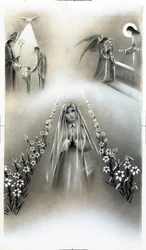 Image pieuse : communion et profession de foi, étapes de l