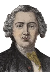 Portrait gravé de Claude Adrien Helvétius (1715-1771) philosophe anglais - gravure