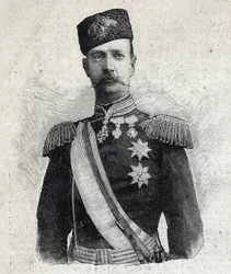 Portrait de Georges Ier, roi de Grèce (1845-1913). Gravure dans "Le Petit Parisien"