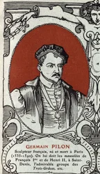 Portrait de Germain Pilon (1535-1590), sculpteur français. Gravure de 1914. Collection privée
