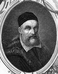 Portrait de Jacopo ou Giacomo Bassano (1518-1592) peintre italien. Gravure de 1859 dans "Les galeries d
