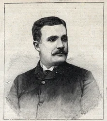 Portrait de Pierre Decourcelle, écrivain français (1856-1926). Gravure dans "Le Petit Parisien"