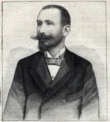 Portrait de Pierre Sales (1854? -1921?), écrivain français. Gravure dans "Le Petit Parisien"