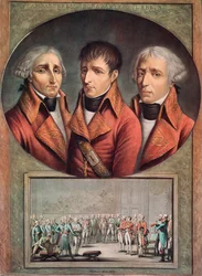 Portrait des trois consuls Cambacérès, Napoléon Bonaparte et Charles-François Lebrun (gravure)