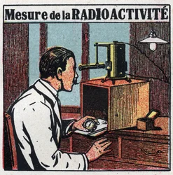 Radium : mesure de la radioactivité. Illustration anonyme de 1925. Collection privée.