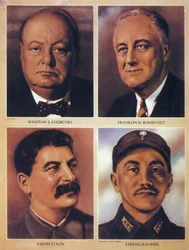 Les dirigeants alliés de la Seconde Guerre mondiale - Winston Churchill, Franklin Delano Roosevelt, Joseph Staline et Chiang Kai Shek - 1943