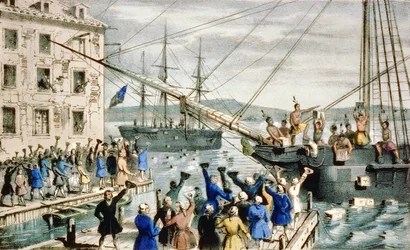 La Boston Tea Party : Destruction du thé dans le port de Boston