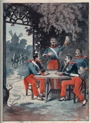 Les quatre sergents (Jean François Bories (1795-1822), Jean Joseph Pommier (1796-1822), Marius Claude Raoulx (1797-1822)) et Charles Goubin (1798-1822) de La Rochelle accusés sous la Restauration de vouloir renverser la monarchie et guillotinés en 1822