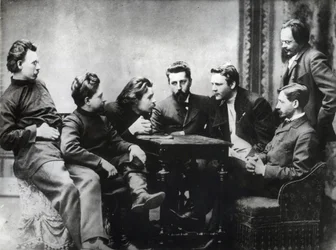 Le Sreda littéraire de Moscou - Membres du cercle littéraire Sreda, formé dans la seconde moitié des années 1890 par des écrivains réalistes russes - Portraits d