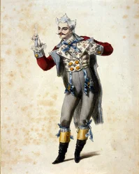 Le basse Giuseppe Frezzolini (1789-1861) interprétant le Docteur Dulcamara dans l