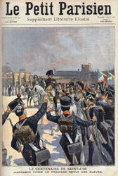 Le centenaire de Saint-Cyr : Napoléon Ier Bonaparte (1769-1821) passe la première revue des élèves de l