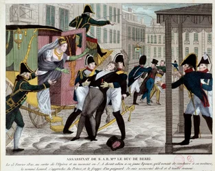 La mort de Charles Ferdinand de Bourbon, duc de Berry (1778-1820), 13/02/1820, à la sortie de l