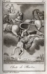 La chute de Phaéton. Phaéton, incapable de contrôler le char d