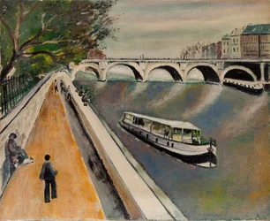 Le nouveau pont à Paris en 1950 - peinture anonyme