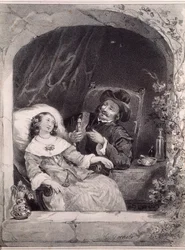 La visite du médecin à une jeune dame (lithographie)