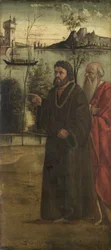Deux hommes dans un paysage, vers 1500 (huile sur panneau)