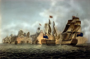 Vue de la bataille du cap Saint-Vincent le 14/02/1797 Gravure de 1798