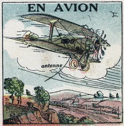 Téléphonie sans fil : par avion. Illustration anonyme de 1925. Collection privée.