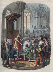 Adoubement - Arthur Ier, Duc de Bretagne ou Arthur Plantagenêt, après avoir pris Gournay-en-Bray, est adoubé par Philippe II ou Philippe Auguste