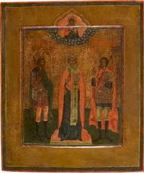 Saints Ménas, Nikita de Novgorod et Jean le Guerrier, premier quart du 19e siècle