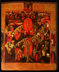 La Descente aux enfers, avec des saints sélectionnés, fin du XVIIe siècle