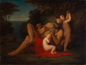 Silène avec un enfant Bacchus endormi