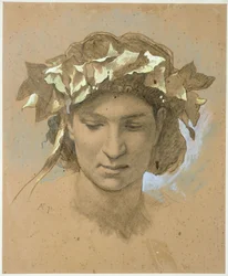 Tête de femme couronnée de lierre. Étude pour le tableau « Le Banquet de Platon » (1873, Galerie nationale de Berlin)