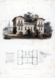 Conception pour une maison de campagne à Moabit, près de Berlin, Allemagne, vers 1850