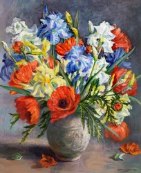Coquelicots et iris