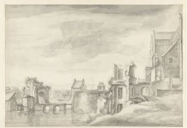 Vue de ruines au bord d