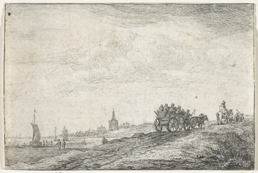 Ligne de côte avec cheval et chariot