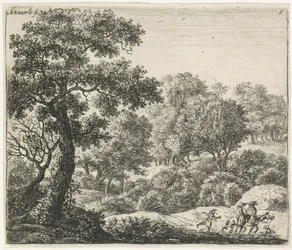 Deux cavaliers sur un chemin forestier