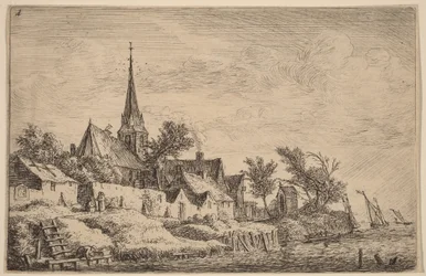 Clocher de village au bord de la mer