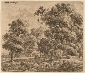 Paysage boisé avec un pont