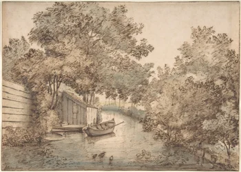 Canal avec un bateau et des canards