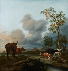 Néerlandais : Paysage avec des vaches Paysage avec des vaches