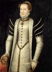 Portrait d’une noble dame avec un chiot, 1555